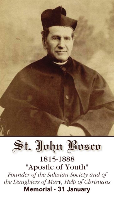 St. John Bosco Prayer Card-PATRON OF STUDENTS